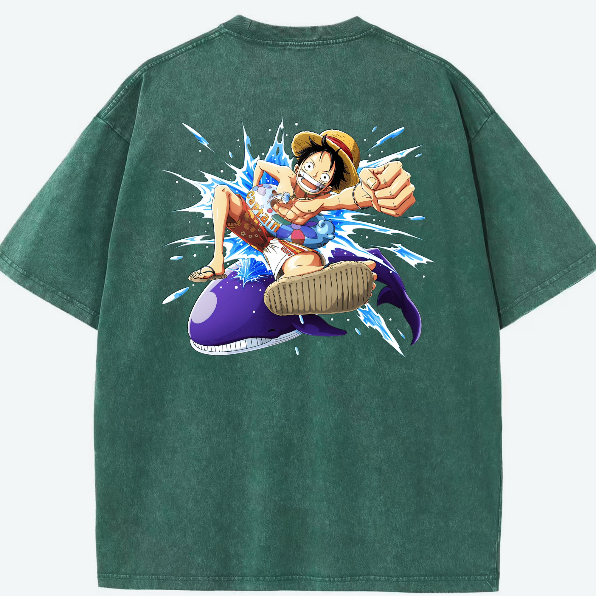 ワンピース モンキー・D・ルフィ ONE PIECE Monkey D. Luffy 綿100% ヴィンテージ風 半袖Tシャツ（背面プリント）
